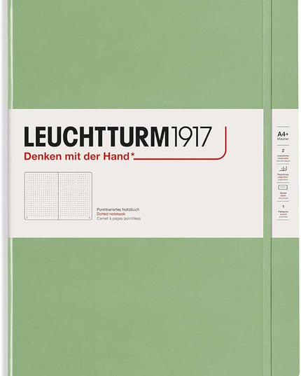 LEUCHTTURM1917 - Notebook Hardcover Master Slim A4+ - 123 Numbered Pages for Writing and Journaling (Sage, Dotted)