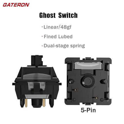 Gateron Ghost Switches for MX Mechanical Keyboard,5-Pin 48gf/Linear/Pre lubed/RGB/POM/Dual-Stage Spring Switches(72pcs)