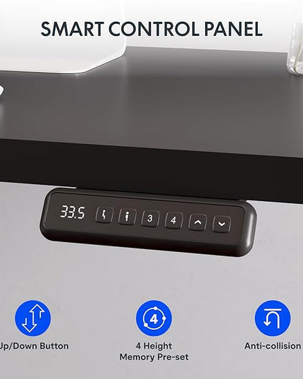FLEXISPOT L Shaped Standing Desk, 71 x 63 Inch Electric Height Adjustable Corner Desk, Sit Stand Computer Workstation, Preset Controller, Home Office, Black Frame with Black Top, Black Drawer