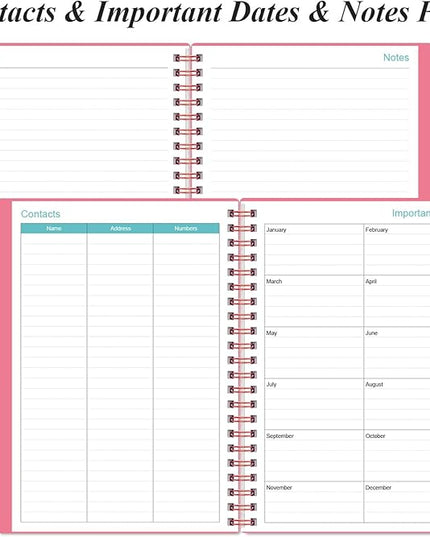 Daily Planner 2026 Full Page Per Day- 2026 Daily & Monthly Planner from January 2026 to December 2026, Day Planner 2026 with 12 Months Tabs, 6.4" x 8,5", Pink
