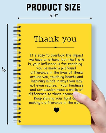 Thank You Yellow Hardcover 160 Pages Spiral Notebooks, Funny Thank You Gifts for Women Men Coworkers Leader Mentor, Appreciation Gifts for Employees, Thanksgiving Gifts for Colleagues Leaders
