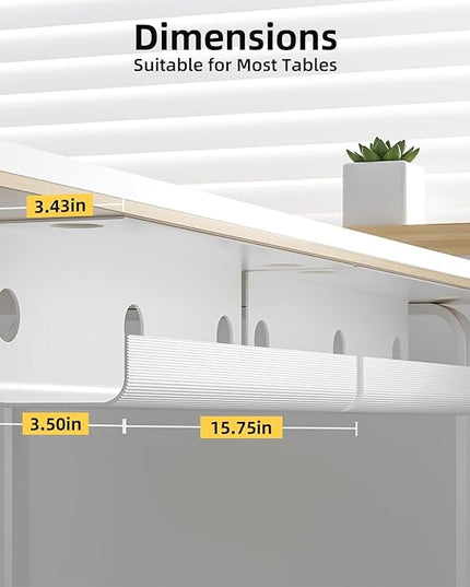 YECAYE Large Under Desk Cable Management,Easy Install Cable Management Under Desk with 4 Cord Holders & 6 Ties,Child & Pet-Safe Cord Hider,Wire Organizer,Wire Cover Tray,White