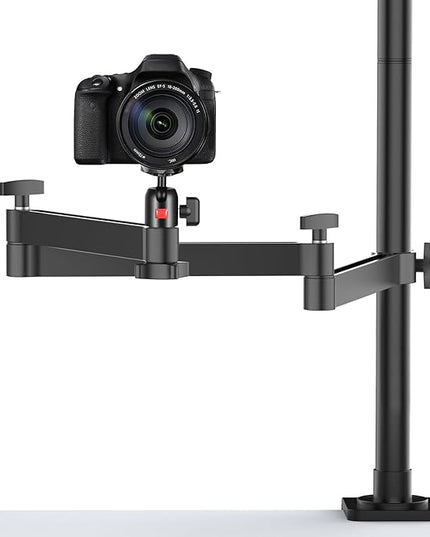 ULANZI Camera Desk Mount Stand with Flexible Arm, Overhead Mount, Articulated Arm with 360° Rotatable Ball Head, Aluminum Desk Mounting Stand for Ring Light/DSLR Camera/Webcam/Panel Light