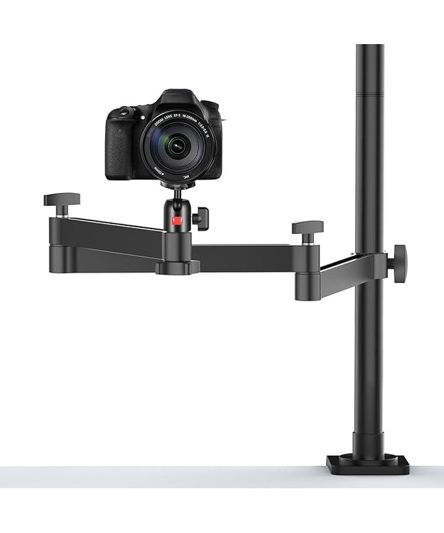 ULANZI Camera Desk Mount Stand with Flexible Arm, Overhead Mount, Articulated Arm with 360° Rotatable Ball Head, Aluminum Desk Mounting Stand for Ring Light/DSLR Camera/Webcam/Panel Light