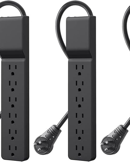 Belkin Power Strip Surge Protector with 6 AC Multiple Outlets - Flat Rotating Plug, 6 ft Long Heavy-Duty Extension Cord for Home, Office, Travel, Computer Desktop & Charging Brick (600 Joules) 3PK