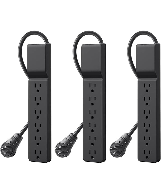 Belkin Power Strip Surge Protector with 6 AC Multiple Outlets - Flat Rotating Plug, 6 ft Long Heavy-Duty Extension Cord for Home, Office, Travel, Computer Desktop & Charging Brick (600 Joules) 3PK