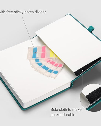 AHGXG Graph Paper Notebook - 320 Pages Grid Notebook Thick Journal A5, 100gsm Thick Graph Paper, Leather Hardcover, Inner Pocket,5.75'' × 8.38''- Cyan