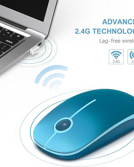 VssoPlor Wireless Mouse, 2.4G Slim Portable Computer Laptop Mouse with Nano Receiver Quiet Silent Optical Mice for Notebook, PC, Laptop, Computer-Gradient Blue