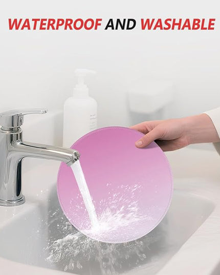 ITNRSIIET Mouse Pad Non-Slip Rubber Base Smooth Surface Stitched Edges Waterproof Durable Compatible with All Mice for Office & Gaming, Desk Accessory, Diameter 8.7 inch, Blush Gradient