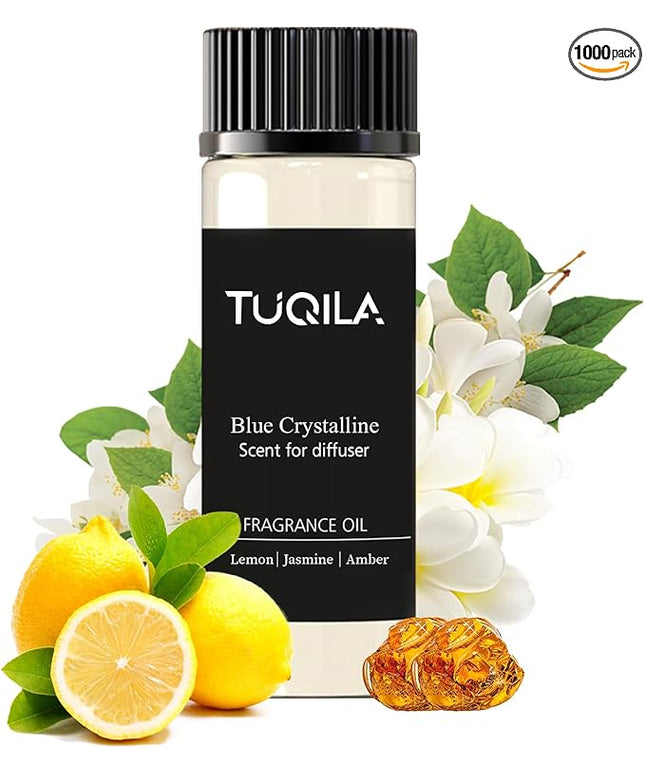Waterless Essential Oil 20ml Blue Crystalline Hotel Scent- Lemon, Bergamot, Ocean, Jasmine, Amber& Musk Fragrance for Home, Hotel, Office, Car Aroma Scent Oils for Diffusers