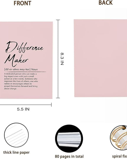 OXW Blush Notebooks for Work, Difference Maker Gift Meeting Notebook Journal for Writing, Employee Appreciation Gifts, Thank You Gifts for Women Men Leader Mentor Boss Manager, 5.5"x8.3"