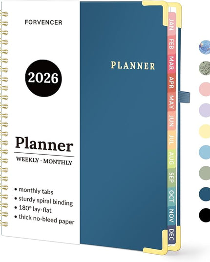2026 Planner, Forvencer Calendar Planner Weekly and Monthly, Jan 2026-Dec 2026, 6" X 8", Hardcover Agenda Book, Daily Journal Organizer with Inner Pocket, Notebook for Office School, A5, Navy Blue
