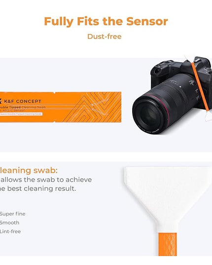 K&F Concept APS-C Sensor Cleaning Kit, Digital Camera Lens Cleaner - 20ml Cleaner, Gloves & 10 X 16mm Double-Tipped Swabs for APS-C Type CMOS & CCD Sensors