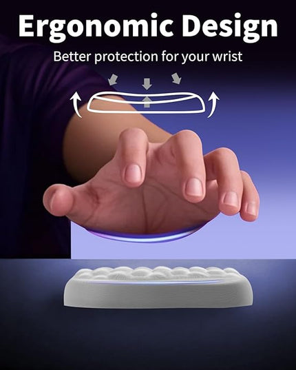 Wrist Rest for Keyboard and Mouse, Upgrade Enlarge Mouse Pad Wrist Rest, Ergonomic Memory Foam, Non-Slip Base for Computer Gaming & Office Work, 2 Piece Set, Grey (14.17x3.15+5.9x3.15 inch)