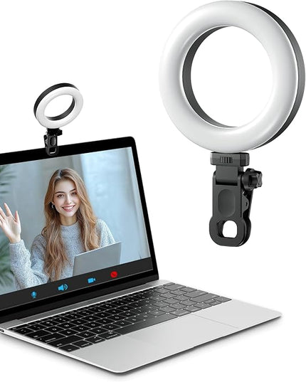 Clip-on Ring Light for Laptop Computer, Universal Phone/Tablet/Webcam Mount - Portable LED Light for Zoom Meetings, Live Streaming, Content Creation/Video Recording/TikTok