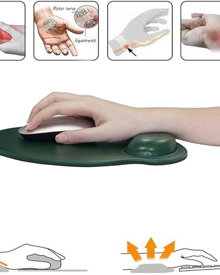 RICHEN Ergonomic PU Leather Keyboard Wrist Rest and Mouse Pad with Wrist Support, Memory Foam Set for Computer/Laptop,Gaming and Office, Comfortable for Easy Typing & Pain Relief (Dark Green)