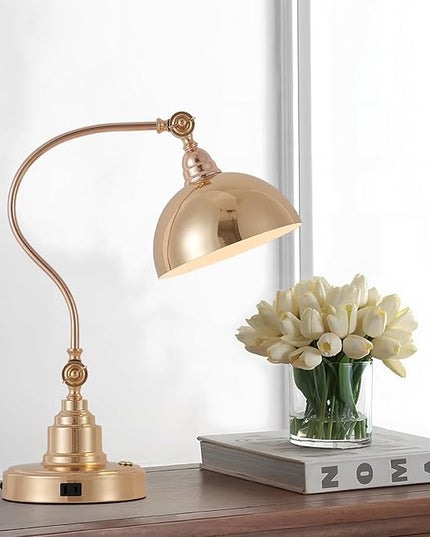Vintage French Gold Desk Lamp Decorative Table Lamp for Home Office Living Room Bedroom Desk Light, Rustic Industrial Farmhouse Antique Library Study Desk Lamp E26 LED Bulb Included