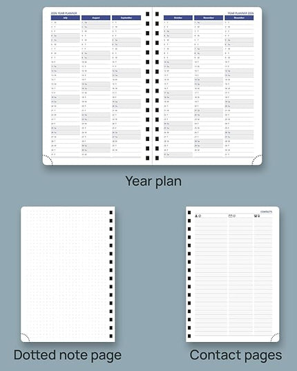 POPRUN 2026 Daily Planner One Page per Day (Medium 6'' x 8.5'') - 12 Months Calendar Appointment Book with Hourly Slots, Inner Pocket, Monthly Tabs, Pen Holder - Black