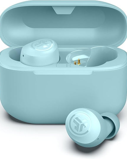 JLab Go Air Pop+ True Wireless Earbuds, in Ear Headphones, Bluetooth Earphones, 35H Playtime Ear Buds, Bluetooth Earbuds with Microphone, USB-C Charging Case, Dual Connect, EQ3 Sound, Light Blue