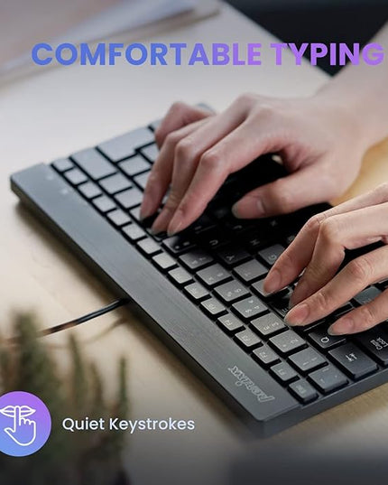 Perixx PERIBOARD-326 Wired Mini Backlit USB Keyboard with Low Profile Keys, US English Layout (11607)