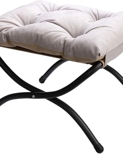 HollyHOME 15"(H) Folding Footrest Stool, Upholstered Small Foldable Ottoman, Accent Padded Sofa Foot Stool for Lazy Chair, Metal Frame Portable Foot Rest Ottoman for Home, Living Room, Bedroom, Grey
