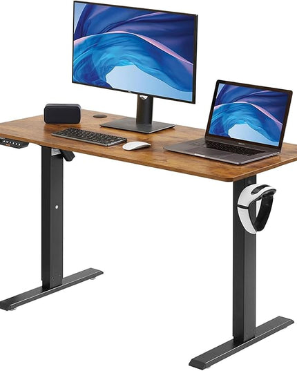 VEVOR Height Adjustable Desk, 47.2 x 23.6 in, Support 180 lbs, Electric Standing Desk with 3 Memory Presets, Sturdy Dual Metal Frame, Versatile Computer Sit Stand up Desks, Suitable for Home Office