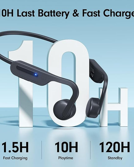 Bone Conduction Headphones, Open Ear Headphones Bluetooth 5.4 with Mic, Wireless Running Headphones 10H Playtime, Waterproof Sport Earbuds Suitable for Cycling, Outdoor Sports