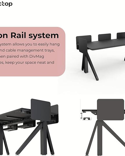 DEZCTOP Revon Elite Electric Standing Desk, 59" x 27.6" Large Work Surface, Height Adjustable (25.6"-51.2"), Sturdy Keel Frame, with Magnetic Modular System, Anti-Collision, Ash Black for Home Office