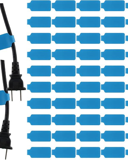 50 Pieces Cord Labels Self-Adhesive Nylon Cable Labels Tags Waterproof Wire Cable Tags or Electronics Office Computers Management and Identification (Light Blue)