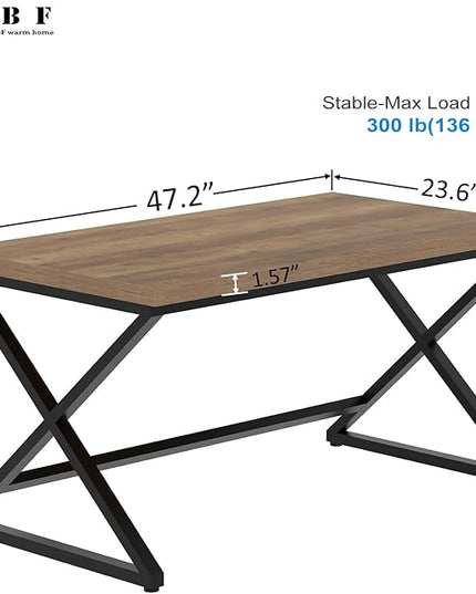 IBF 47 Inch Computer Desk, Rustic Home Office Desk for Writing, Industrial Wood Metal Executive Work Study Desk, Modern Simple PC Gaming Computer Table for Study Workstation, Rustic Oak