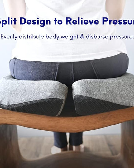 Cushion Lab Patented Pressure Relief Seat Cushion for Long Sitting Hours on Office & Home Chair - Extra-Dense Memory Foam for Soft Support. Car Pad for Hip, Tailbone, Coccyx, Sciatica - Black