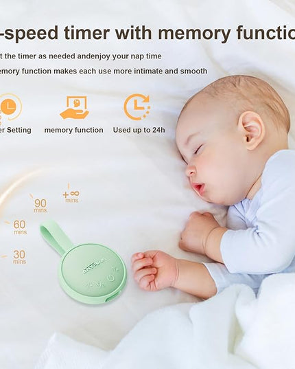 White Noise Sound Machine, Portable Sound Machine for Sleeping Adults & Baby, with Bluetooth 5.1/24 Soothing Sounds/Battery Powered/3 Timer Memory Function for Office/Bedroom/Travel（Green）