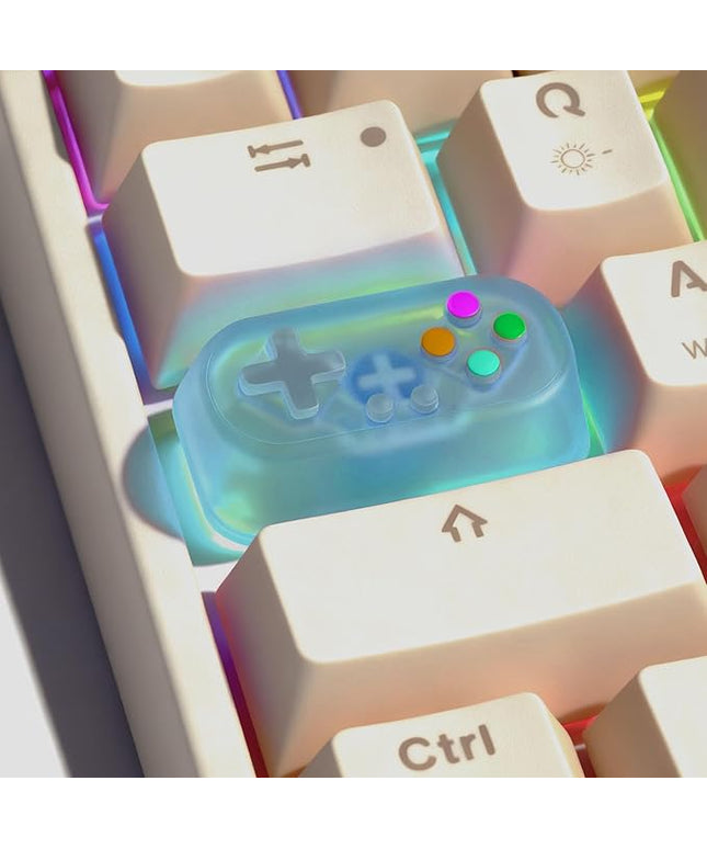 Artisan Keycap, Custom Game Controller Shaped Keys Cap for MX Mechanical Keyboard, Shine Through Resin Handmade Replacement for Capslock Key - Blue