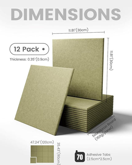 Fluxynara Large Felt Bulletin Board 48" x 36" Cork Board Alternative-12 Pack with 70 Safe Removable Adhesive Tabs, Cork Boards for Walls Cork Board for Home Office Classroom Pin Board (Olive Green)