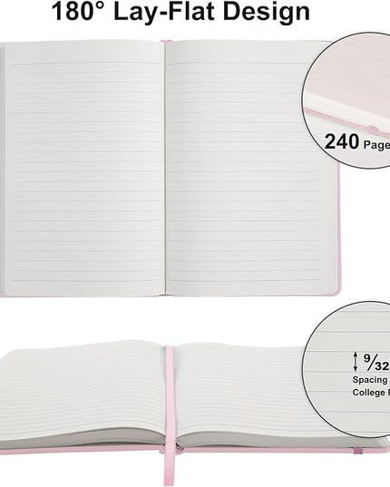 Comix Lined Journal Notebook for Women Men, Journaling Notebooks for Office School Home, Pink, 240 Pages, 5.5" x 8.3", College Ruled, A5, Hardcover