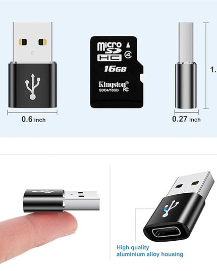 USB to USB C Adapter 8 Pack,USB C Female to USB Male Adapter,USBA to USBC Converter for iPhone 17 16 15 14 13,iPad,Tablet,Samsung Galaxy,Black