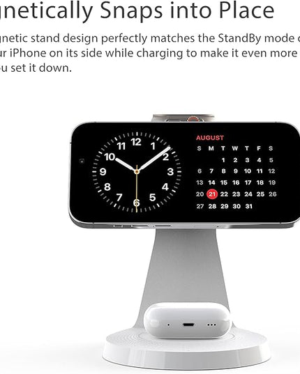 3 in 1 Charging Station for Apple Devices,Mag-Safe Charger Stand Fast Charging,Wireless Charger for iPhone 16/15/14/13/12 Series,& AirPods,& iWatch(USB-C Charger Included)