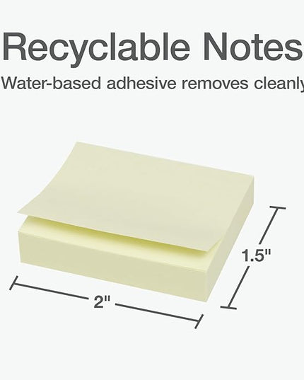 Redi-Tag Power Stick Notes, Mini Sticky Notepads, 1.5 x 2 inch, Sticky Notes for School, Office, Home and Classroom, Adhesive Reminder Pads in Yellow, 8 Pads per Pack (1016929)