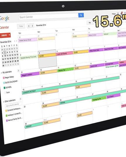 15.6 to 27 inch Touchscreen Digital Calendar & Wall Planners, Smart Whiteboard Calendar for Chore Chart & Work Schedule, Built in Speakers and Camera, Include Wall Mount & Desk Stand (15.6-inch)