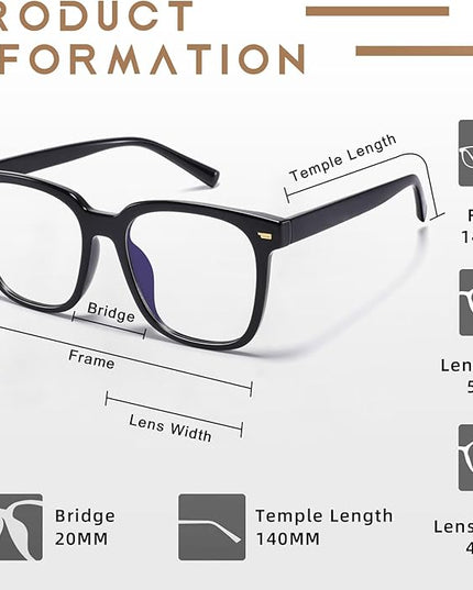 PANNER Oversized Square Blue Light Blocking Glasses for Women Men Anti Glare Reduce Eyestrain Computer Glasses