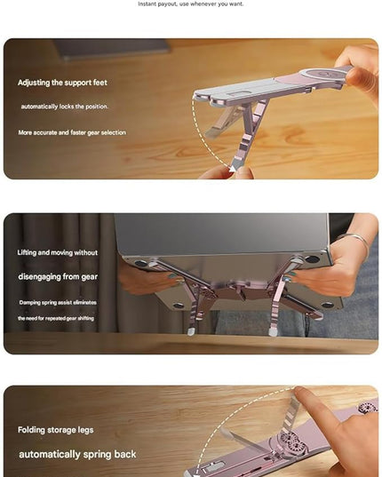 Adjustable Aluminum Alloy Tablets Stand 6 Position Precise Tilt Lightweighted Computer Holder for Work Study Aluminum Laptop Stand