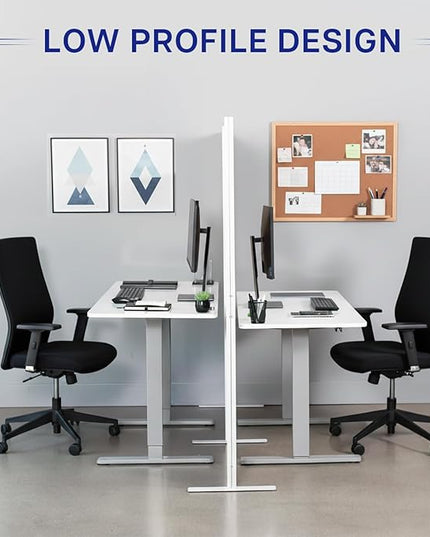 VIVO Modular Wall System, 2 PET Panels, Modern Professional Office Cubicle Dividers, Freestanding Privacy-Screen, 66 inches High, Flat Wood, Silver Frame, PP-MWS63C