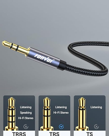 FONVOi15FT 3.5mm Aux Jack Audio Extension Cable,Male to Female,TRS Headphone Extension Cable Compatible with Heaphone, MP3 Players iPhone iPad Tablets Media Player