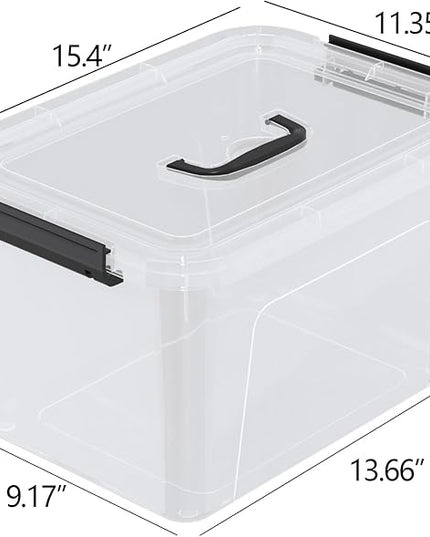 18 Quart Plastic Storage Bins with Lid, 4 Packs Clear Latching Storage Box
