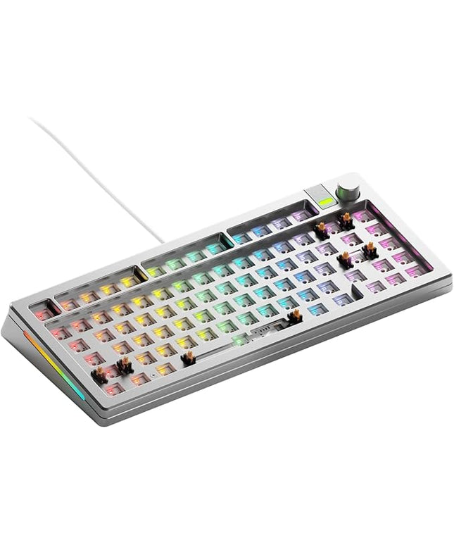 Glorious Gaming - GMMK 3 PRO Barebones Custom Keyboard Kit w/Knob, Custom Modular Aluminum Body & Gasket System, Hotswappable 75% Keyboard, Sound Dampening Foam, Aluminum Switch Plate(Silver)