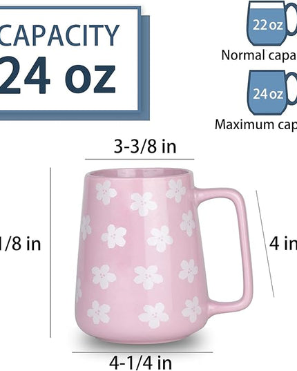 HYTYSKAR 24 OZ Extra Large Ceramic Coffee Mug, Jumbo Coffee Mugs, Big Tea Cups with a Large Handle for Office and Home, Microwave and Dishwasher Safe (24 OZ Purple)