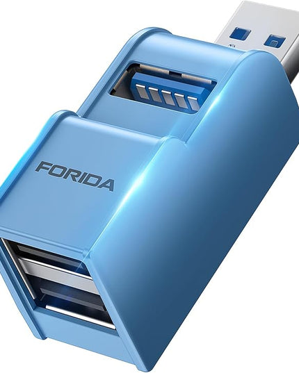 3 Ports USB 3.0 Adapter, USB Hub with 1 USB 3.0 and 2 USB 2.0 Port, Portable USB Port Splitter for Keyborad, Mobile Hard Disk, U Disk, Camera, Mouse,etc (Blue)