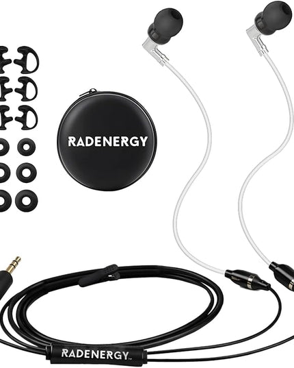 Airtube Headphones, EMF Free Earbuds, Air Tube Headphones with Zipper Bags, 3D Sound, Microphone Volume Control, for Work Meetings, Sleep, Gym, High Audio Quality Devices (3.5mm Jack)