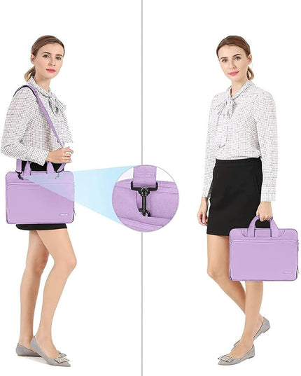 MOSISO 360 Protective Laptop Shoulder Bag Compatible with MacBook Air/Pro, 13-13.3 inch Notebook, Compatible with MacBook Pro 14 inch M5 M4 M3 M2 M1,Matching Color Sleeve with Belt, Light Purple