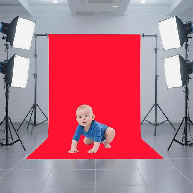 Red Photo Backdrop for Photoshoot, Red Photography Backdrop for Portraits, Fabric Background for Product Photography and Video Creation 3FTx5FT
